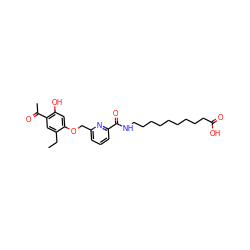 CCc1cc(C(C)=O)c(O)cc1OCc1cccc(C(=O)NCCCCCCCCCC(=O)O)n1 ZINC000028458857