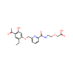 CCc1cc(C(C)=O)c(O)cc1OCc1cccc(C(=O)NCCOCC(=O)O)n1 ZINC000028462090