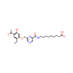 CCc1cc(C(C)=O)c(O)cc1OCc1cncc(C(=O)NCCCCCCCCC(=O)O)n1 ZINC000028456865