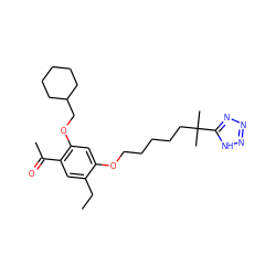 CCc1cc(C(C)=O)c(OCC2CCCCC2)cc1OCCCCCC(C)(C)c1nnn[nH]1 ZINC000103262807