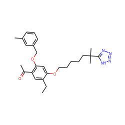 CCc1cc(C(C)=O)c(OCc2cccc(C)c2)cc1OCCCCCC(C)(C)c1nnn[nH]1 ZINC000103262797