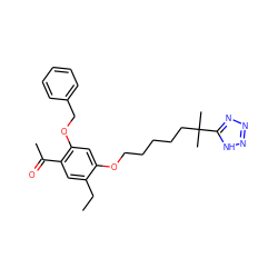 CCc1cc(C(C)=O)c(OCc2ccccc2)cc1OCCCCCC(C)(C)c1nnn[nH]1 ZINC000103262794