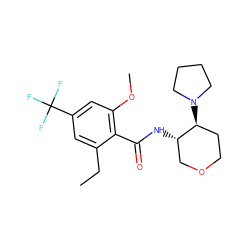 CCc1cc(C(F)(F)F)cc(OC)c1C(=O)N[C@H]1COCC[C@@H]1N1CCCC1 ZINC000118612139