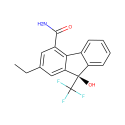 CCc1cc(C(N)=O)c2c(c1)[C@@](O)(C(F)(F)F)c1ccccc1-2 ZINC000144914692