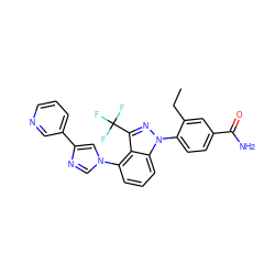 CCc1cc(C(N)=O)ccc1-n1nc(C(F)(F)F)c2c(-n3cnc(-c4cccnc4)c3)cccc21 ZINC000222996852