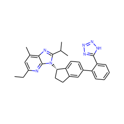 CCc1cc(C)c2nc(C(C)C)n([C@H]3CCc4cc(-c5ccccc5-c5nnn[nH]5)ccc43)c2n1 ZINC000072109150