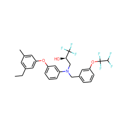 CCc1cc(C)cc(Oc2cccc(N(Cc3cccc(OC(F)(F)C(F)F)c3)C[C@@H](O)C(F)(F)F)c2)c1 ZINC000026279968