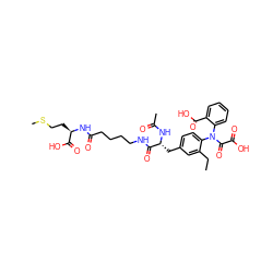 CCc1cc(C[C@@H](NC(C)=O)C(=O)NCCCCC(=O)N[C@H](CCSC)C(=O)O)ccc1N(C(=O)C(=O)O)c1ccccc1C(=O)O ZINC000029553471