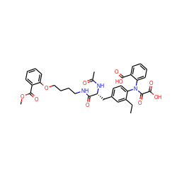 CCc1cc(C[C@@H](NC(C)=O)C(=O)NCCCCOc2ccccc2C(=O)OC)ccc1N(C(=O)C(=O)O)c1ccccc1C(=O)O ZINC000027096326