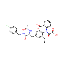 CCc1cc(C[C@@H](NC(C)=O)C(=O)NCc2ccc(Cl)cc2)ccc1N(C(=O)C(=O)O)c1ccccc1C(=O)O ZINC000014959585