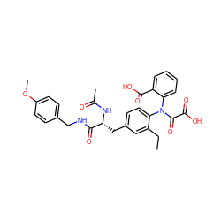 CCc1cc(C[C@@H](NC(C)=O)C(=O)NCc2ccc(OC)cc2)ccc1N(C(=O)C(=O)O)c1ccccc1C(=O)O ZINC000014959593