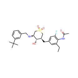 CCc1cc(C[C@@H]2CS(=O)(=O)C[C@H](NCc3cccc(C(C)(C)C)c3)[C@H]2O)cc(F)c1NC(C)=O ZINC000084654028