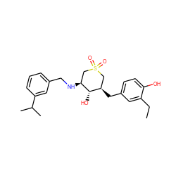 CCc1cc(C[C@@H]2CS(=O)(=O)C[C@H](NCc3cccc(C(C)C)c3)[C@H]2O)ccc1O ZINC000071317094