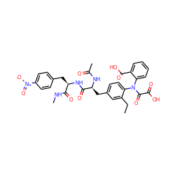 CCc1cc(C[C@H](NC(C)=O)C(=O)N[C@H](Cc2ccc([N+](=O)[O-])cc2)C(=O)NC)ccc1N(C(=O)C(=O)O)c1ccccc1C(=O)O ZINC000049614992