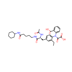 CCc1cc(C[C@H](NC(C)=O)C(=O)NCCCCC(=O)NC2CCCCC2)ccc1N(C(=O)C(=O)O)c1ccccc1C(=O)O ZINC000042921405