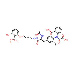 CCc1cc(C[C@H](NC(C)=O)C(=O)NCCCCOc2cccc(O)c2C(=O)OC)ccc1N(C(=O)C(=O)O)c1ccccc1C(=O)O ZINC000003991175