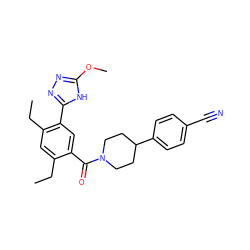 CCc1cc(CC)c(-c2nnc(OC)[nH]2)cc1C(=O)N1CCC(c2ccc(C#N)cc2)CC1 ZINC000150296667