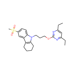 CCc1cc(CC)nc(OCCCn2c3c(c4cc(S(C)(=O)=O)ccc42)CCCC3)n1 ZINC000095576428