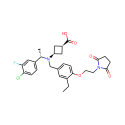 CCc1cc(CN([C@H]2C[C@@H](C(=O)O)C2)[C@@H](C)c2ccc(Cl)c(F)c2)ccc1OCCN1C(=O)CCC1=O ZINC000473229072