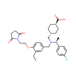 CCc1cc(CN(C[C@H]2CC[C@H](C(=O)O)CC2)[C@@H](C)c2ccc(Cl)cc2)ccc1OCCN1C(=O)CCC1=O ZINC000473243880