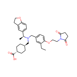 CCc1cc(CN(C[C@H]2CC[C@H](C(=O)O)CC2)[C@@H](C)c2ccc3c(c2)CCO3)ccc1OCCN1C(=O)CCC1=O ZINC000473244925