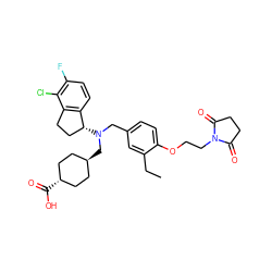 CCc1cc(CN(C[C@H]2CC[C@H](C(=O)O)CC2)[C@@H]2CCc3c2ccc(F)c3Cl)ccc1OCCN1C(=O)CCC1=O ZINC000473243977