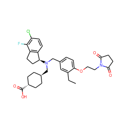 CCc1cc(CN(C[C@H]2CC[C@H](C(=O)O)CC2)[C@H]2CCc3c2ccc(Cl)c3F)ccc1OCCN1C(=O)CCC1=O ZINC000473233238