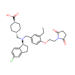 CCc1cc(CN(C[C@H]2CC[C@H](C(=O)O)CC2)[C@H]2CCc3cc(Cl)ccc32)ccc1OCCN1C(=O)CCC1=O ZINC000473244585