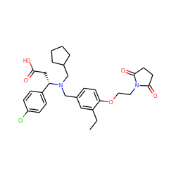 CCc1cc(CN(CC2CCCC2)[C@@H](CC(=O)O)c2ccc(Cl)cc2)ccc1OCCN1C(=O)CCC1=O ZINC000207227472