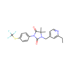 CCc1cc(CN2C(=O)N(c3ccc(SC(F)(F)F)cc3)C(=O)C2(C)C)ccn1 ZINC000071316739