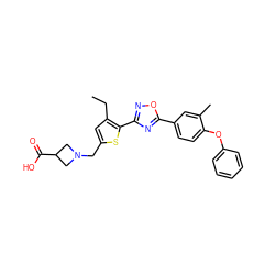 CCc1cc(CN2CC(C(=O)O)C2)sc1-c1noc(-c2ccc(Oc3ccccc3)c(C)c2)n1 ZINC000073278934