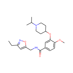 CCc1cc(CNC(=O)c2ccc(OC)c(OC3CCN(C(C)C)CC3)c2)on1 ZINC000012463770