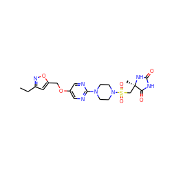 CCc1cc(COc2cnc(N3CCN(S(=O)(=O)C[C@@]4(C)NC(=O)NC4=O)CC3)nc2)on1 ZINC000096273608