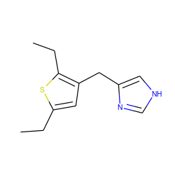 CCc1cc(Cc2c[nH]cn2)c(CC)s1 ZINC000000022739