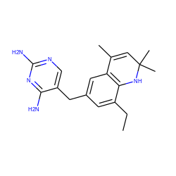 CCc1cc(Cc2cnc(N)nc2N)cc2c1NC(C)(C)C=C2C ZINC000029567149