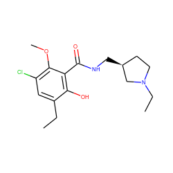 CCc1cc(Cl)c(OC)c(C(=O)NC[C@H]2CCN(CC)C2)c1O ZINC000004475228