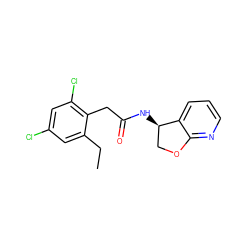 CCc1cc(Cl)cc(Cl)c1CC(=O)N[C@@H]1COc2ncccc21 ZINC000146512356