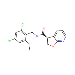 CCc1cc(Cl)cc(Cl)c1CNC(=O)[C@@H]1COc2ncccc21 ZINC000205615930