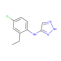 CCc1cc(Cl)ccc1Nc1cn[nH]n1 ZINC000098176646