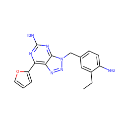 CCc1cc(Cn2nnc3c(-c4ccco4)nc(N)nc32)ccc1N ZINC000040392854