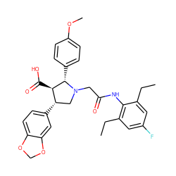 CCc1cc(F)cc(CC)c1NC(=O)CN1C[C@H](c2ccc3c(c2)OCO3)[C@@H](C(=O)O)[C@@H]1c1ccc(OC)cc1 ZINC000027187379