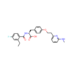 CCc1cc(F)ccc1C(=O)N[C@@H](Cc1ccc(OCCc2cccc(NC)n2)cc1)C(=O)O ZINC000084669003