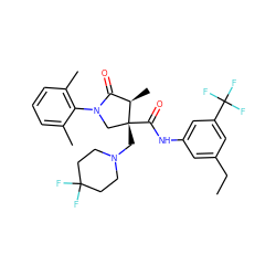 CCc1cc(NC(=O)[C@]2(CN3CCC(F)(F)CC3)CN(c3c(C)cccc3C)C(=O)[C@H]2C)cc(C(F)(F)F)c1 ZINC000142546269