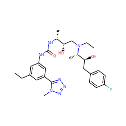 CCc1cc(NC(=O)N[C@H](C)[C@@H](O)CN(CC)[C@@H](C)[C@@H](O)Cc2ccc(F)cc2)cc(-c2nnnn2C)c1 ZINC000029039870