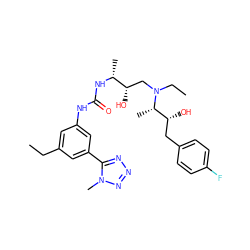 CCc1cc(NC(=O)N[C@H](C)[C@@H](O)CN(CC)[C@@H](C)[C@H](O)Cc2ccc(F)cc2)cc(-c2nnnn2C)c1 ZINC000029039892