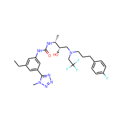 CCc1cc(NC(=O)N[C@H](C)[C@@H](O)CN(CCCc2ccc(F)cc2)CC(F)(F)F)cc(-c2nnnn2C)c1 ZINC000029039081