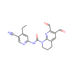 CCc1cc(NC(=O)N2CCCc3cc(C=O)c(C=O)nc32)ncc1C#N ZINC001772639049