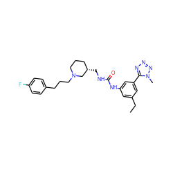 CCc1cc(NC(=O)NC[C@H]2CCCN(CCCc3ccc(F)cc3)C2)cc(-c2nnnn2C)c1 ZINC000028342614