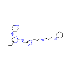 CCc1cc(NC2CCNCC2)nc(NCc2cn(CCCNCCCNC3CCCCC3)nn2)n1 ZINC001772579230