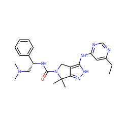 CCc1cc(Nc2[nH]nc3c2CN(C(=O)N[C@H](CN(C)C)c2ccccc2)C3(C)C)ncn1 ZINC000038226446